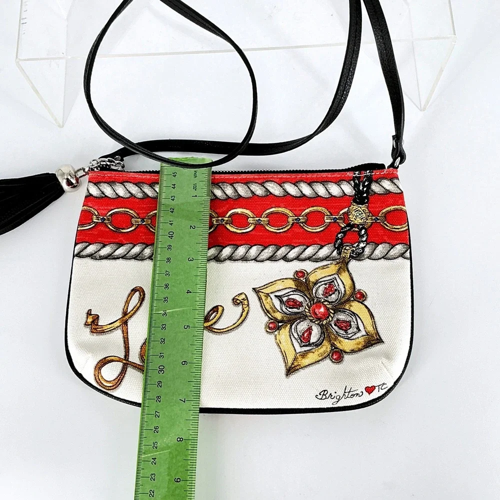 Brighton Love Glitter and Go Canvas Crossbody Bag‎ Red White Black Tassel